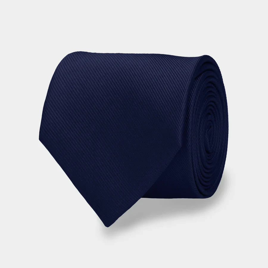 ANQ Global Traders Grosgrain Solid Midnight Navy Tie for Men