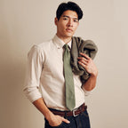 ANQ Global Traders Grosgrain Solid Olive Tie for Men