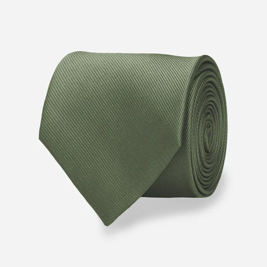 ANQ Global Traders Grosgrain Solid Olive Tie for Men